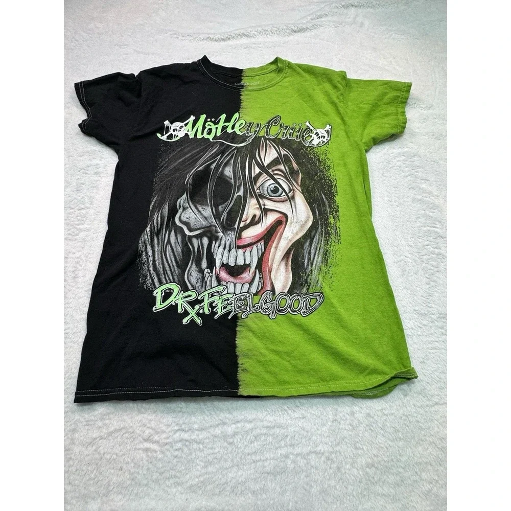Motley Crue T-Shirt Mens Med. Dr Feelgood Split Dye Graphic Print Skater Grunge‎